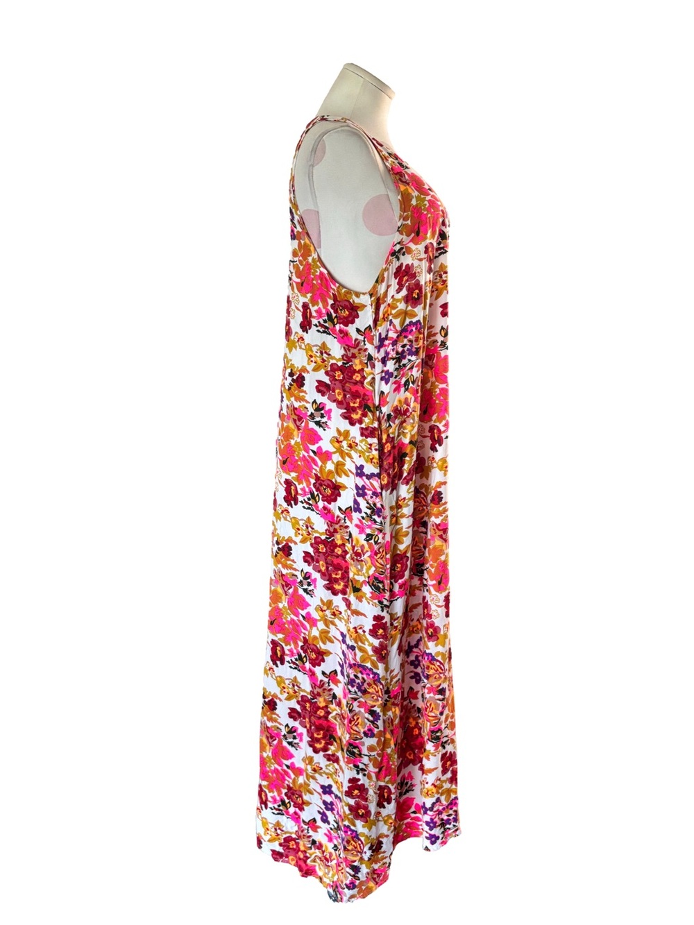 Natural Life Floral Sleeveless Maxi Dress White Pink Boho Medium - Picture 4 of 7